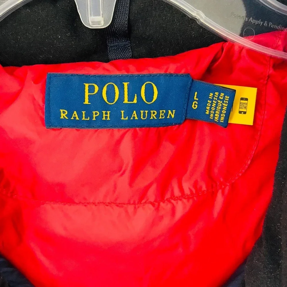 Polo Ralph Lauren Big Pony Down Puffer Red Navy Jacket Coat Mens‎ Size Large